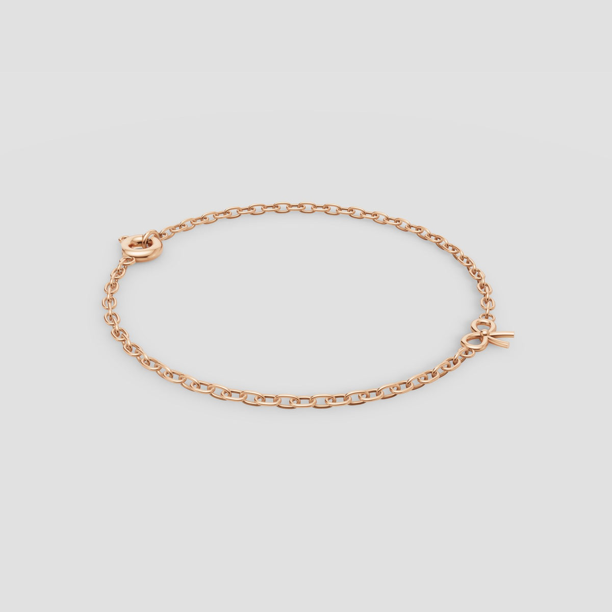 Bow Charm Chain Bracelet in Rose Gold