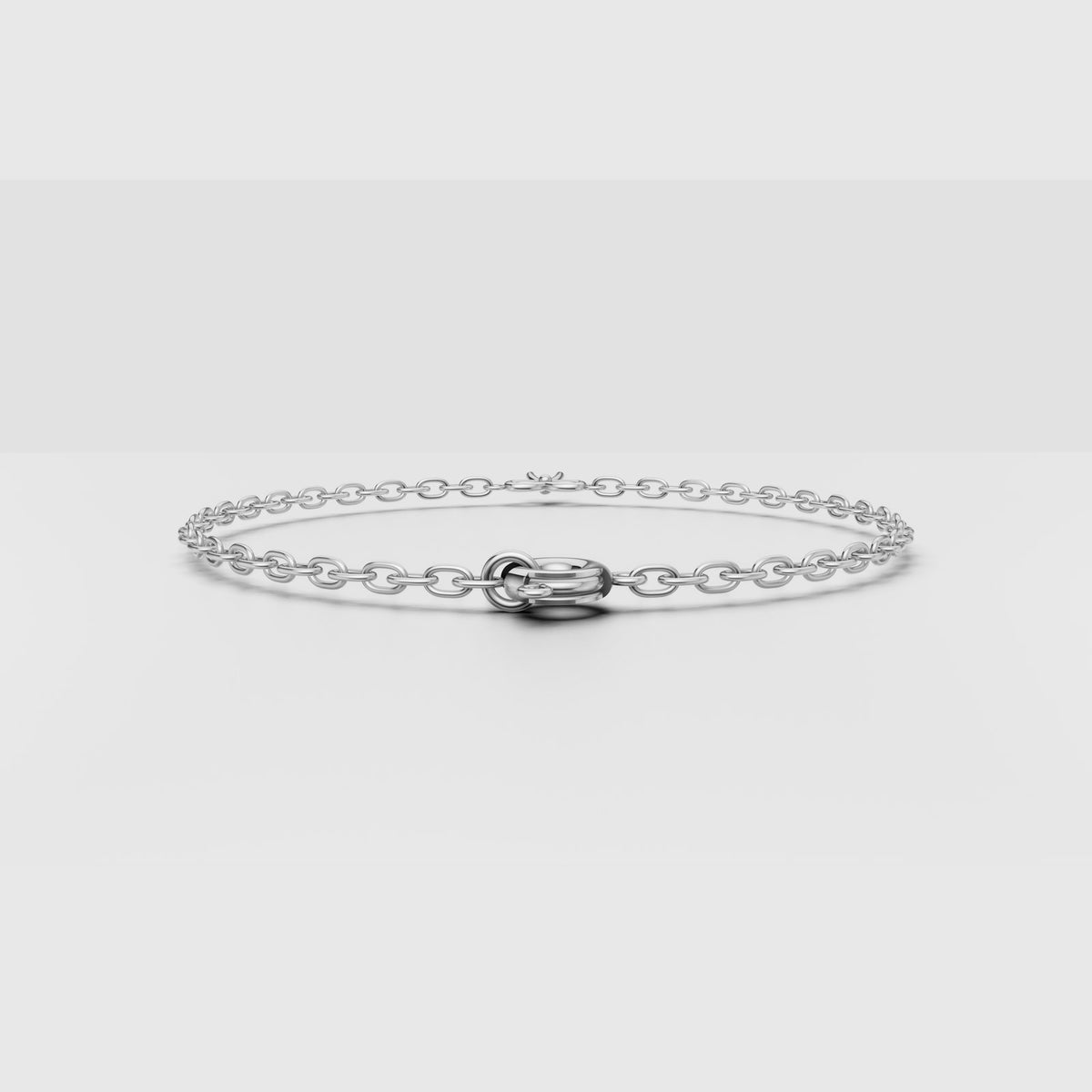Bow Charm Chain Bracelet in White Gold