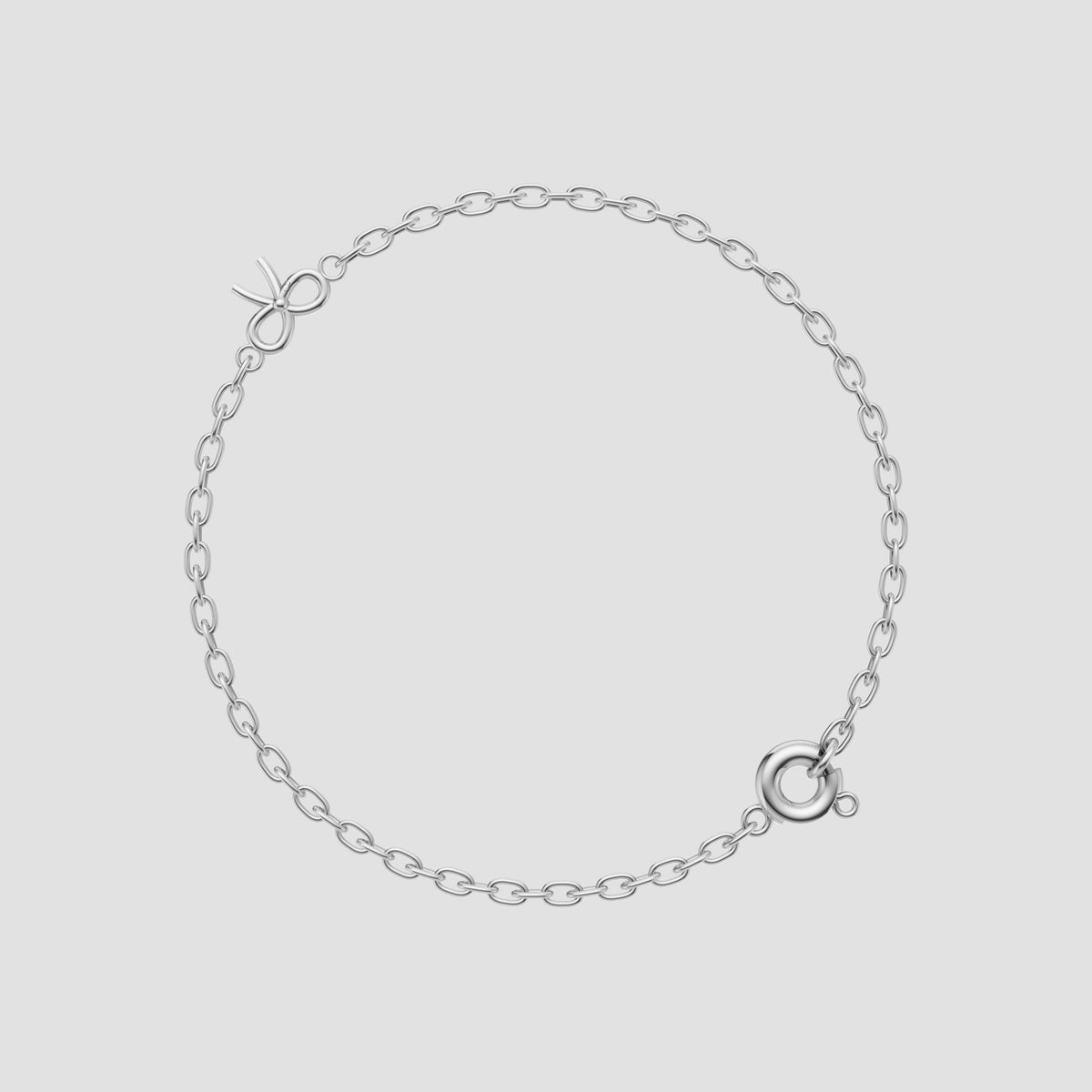 Bow Charm Chain Bracelet in White Gold