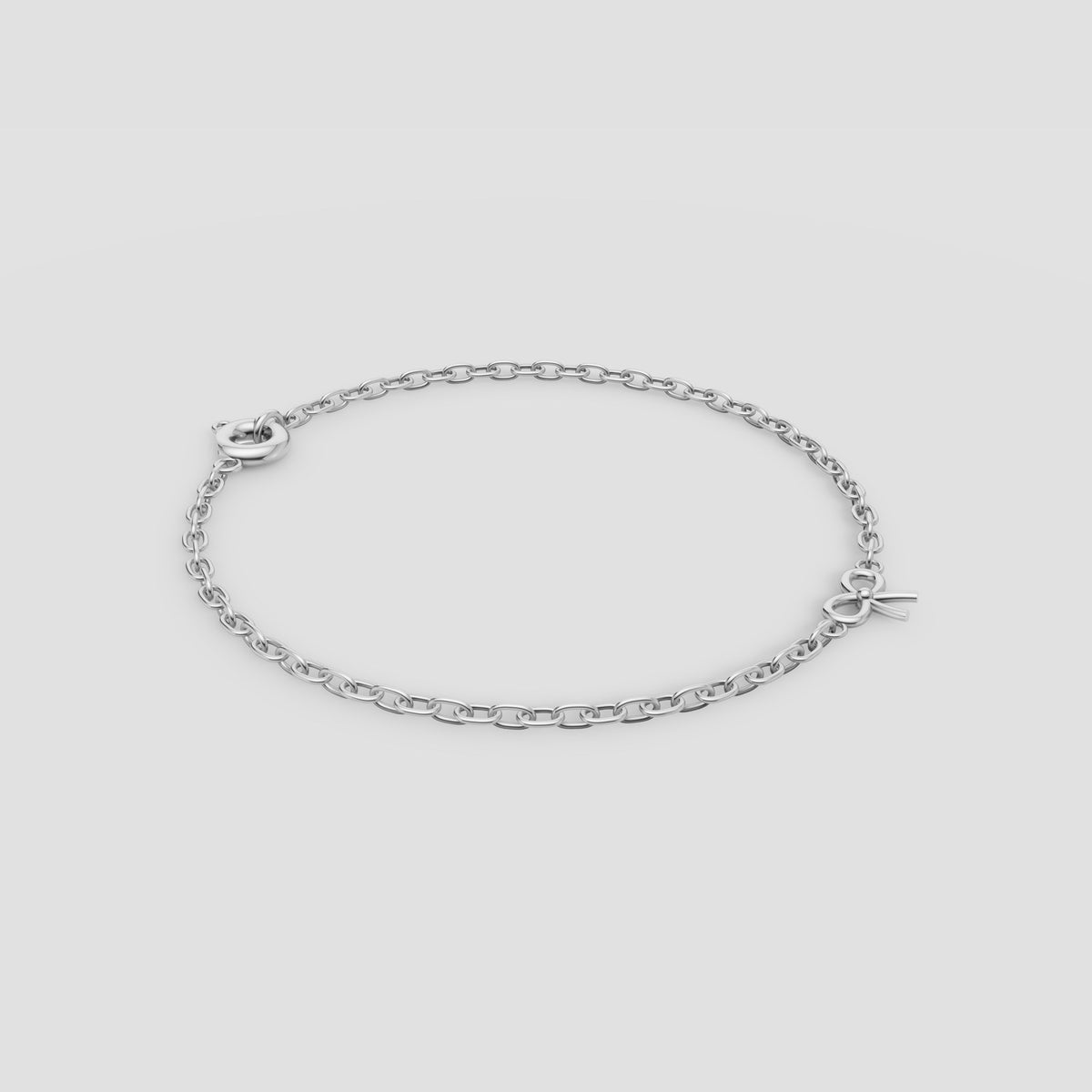 Bow Charm Chain Bracelet in White Gold