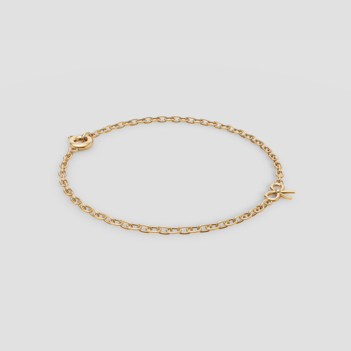 Bow Charm Chain Bracelet in Yellow Gold