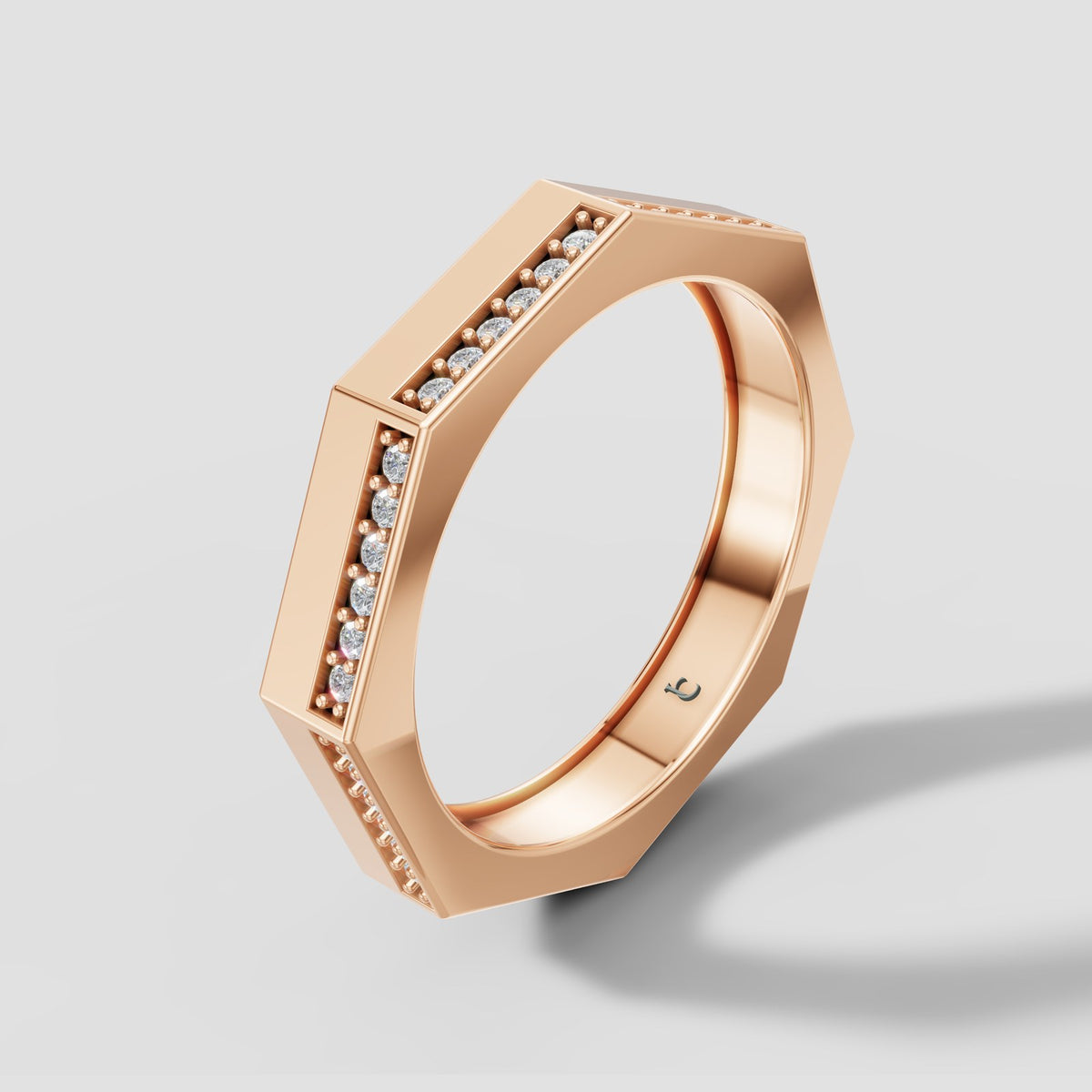 Brennan Octagon Band in Rose Gold