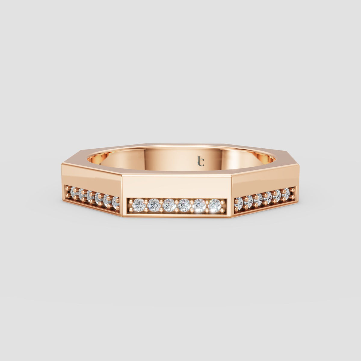 Brennan Octagon Band in Rose Gold