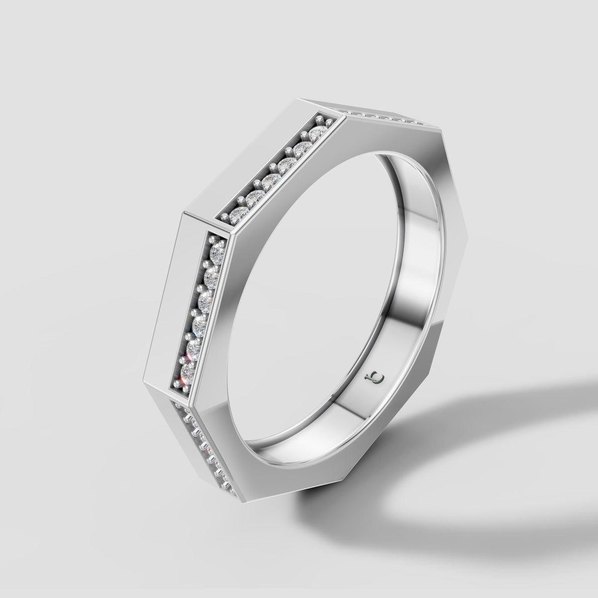 Brennan Octagon Band in White Gold