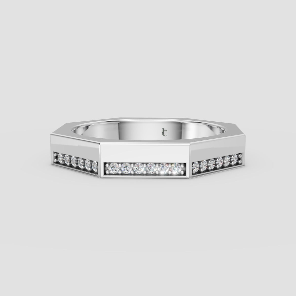 Brennan Octagon Band in White Gold