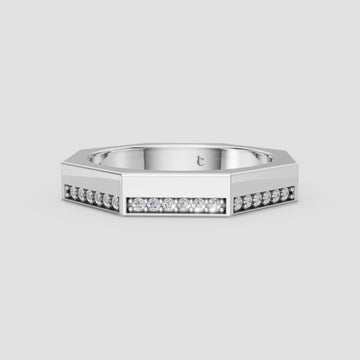 Brennan Octagon Band in White Gold