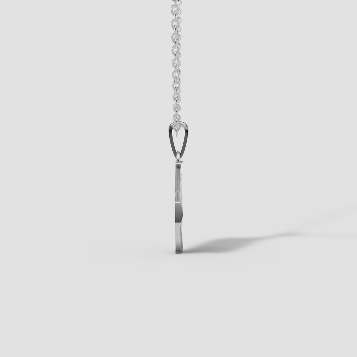 Carre Pave Pendant in White Gold