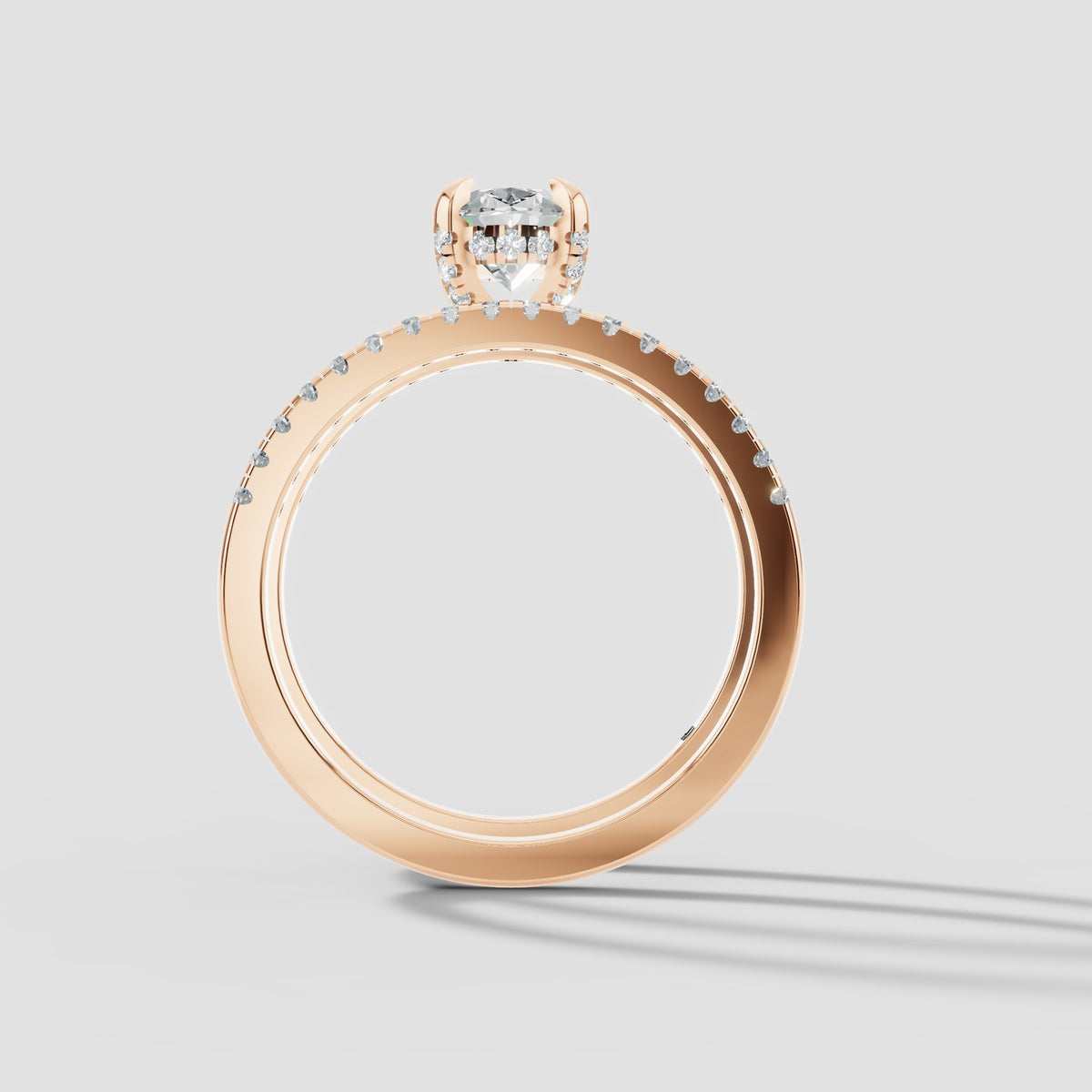 Celine Oval Bridal Set in Rose Gold