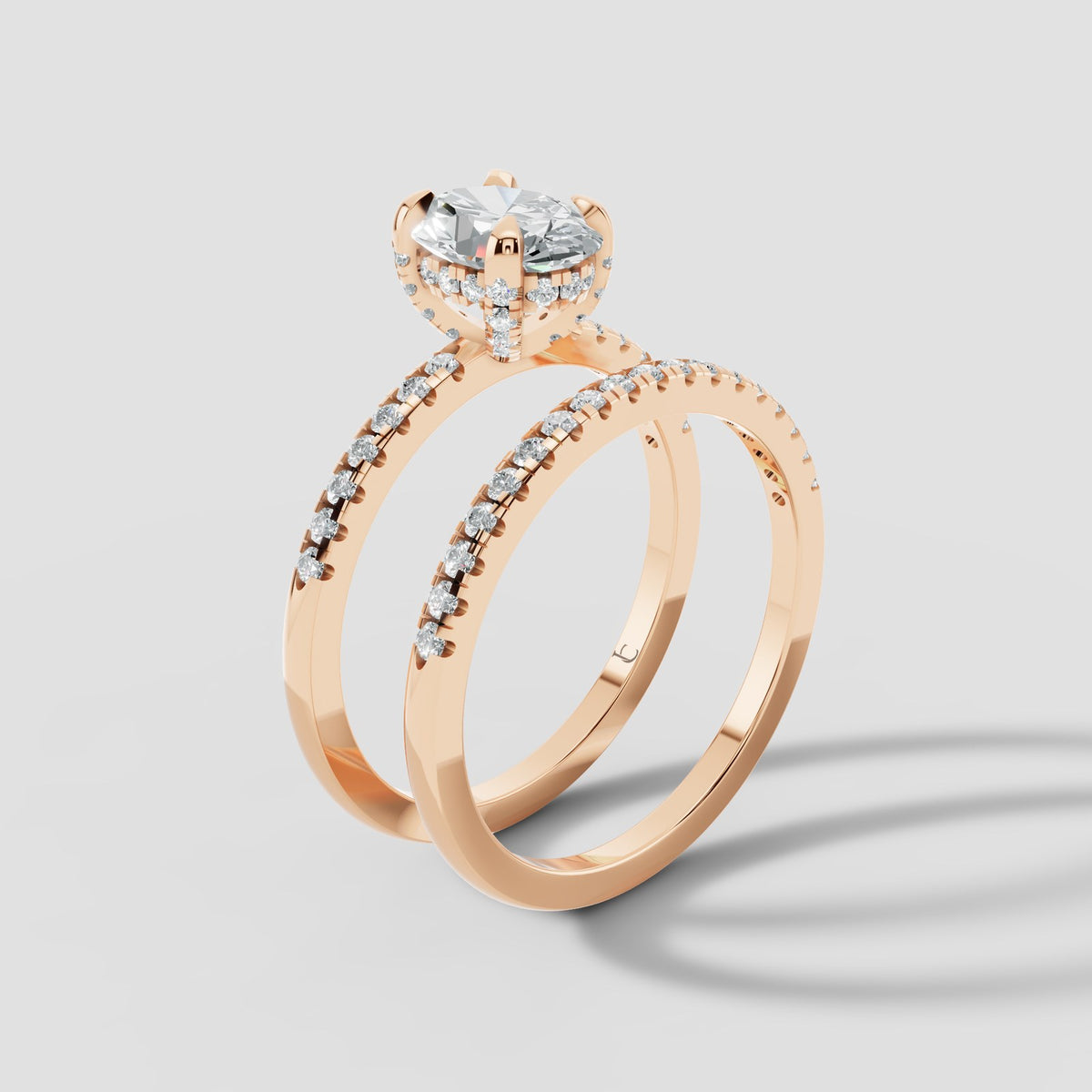 Celine Oval Bridal Set in Rose Gold