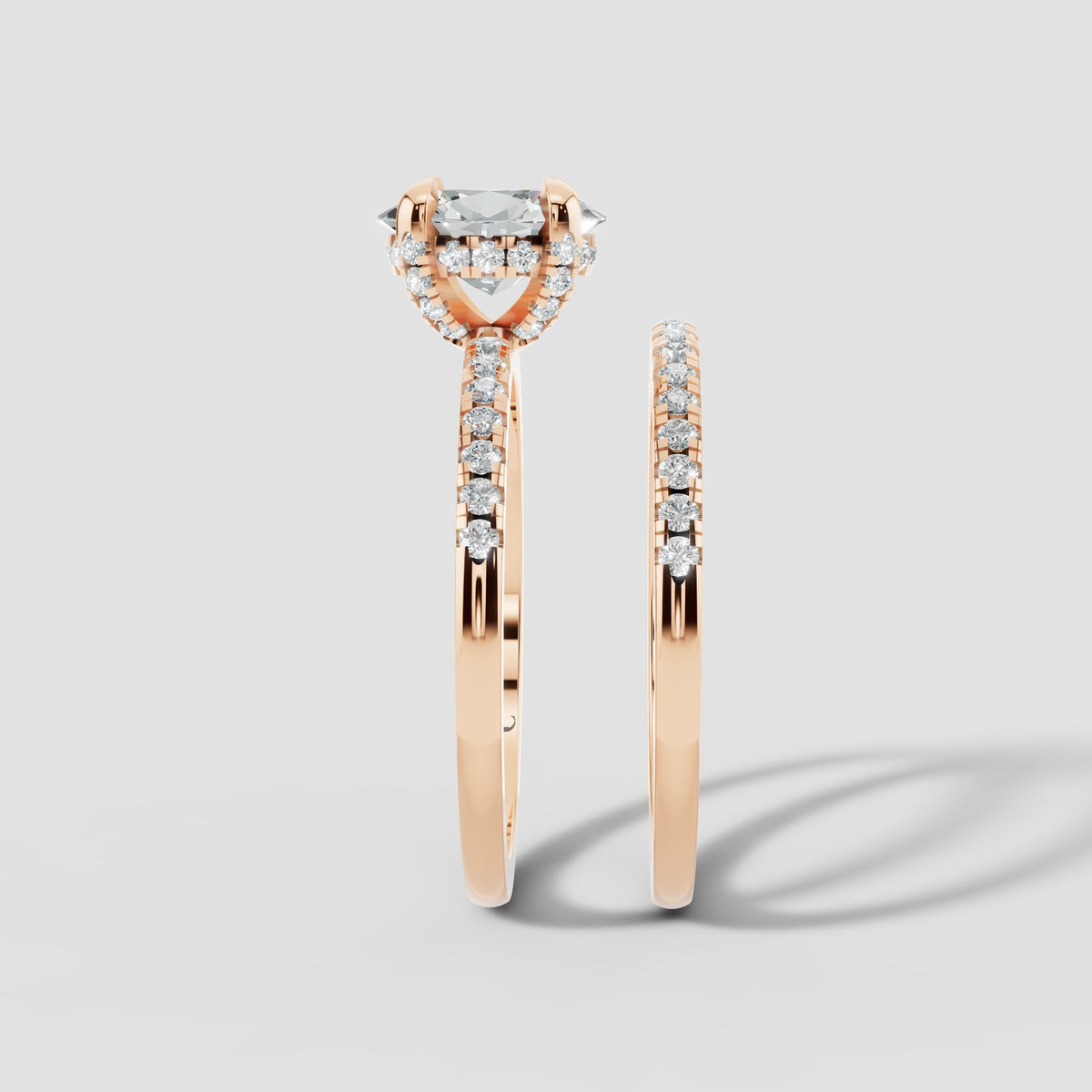 Celine Oval Bridal Set in Rose Gold