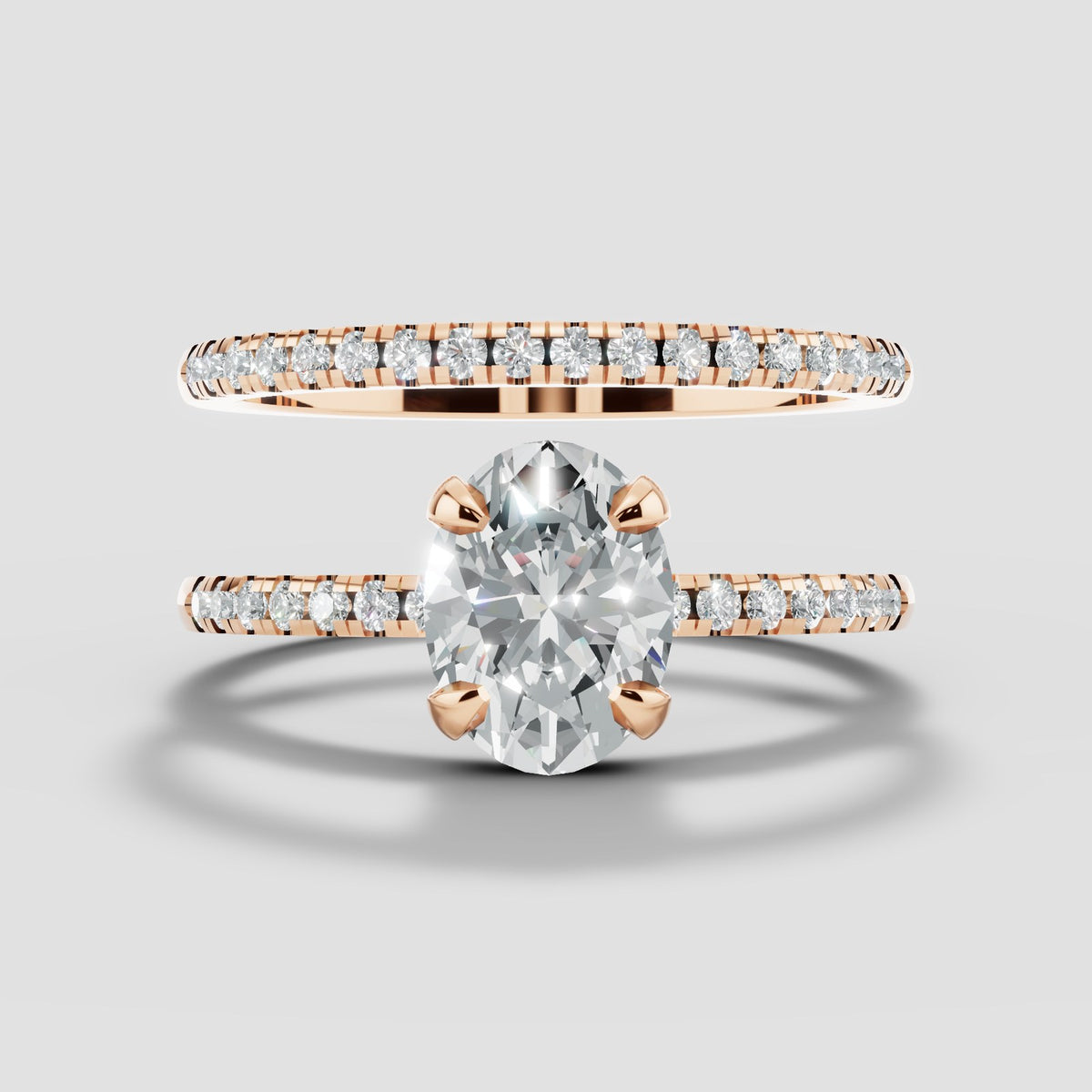 Celine Oval Bridal Set in Rose Gold