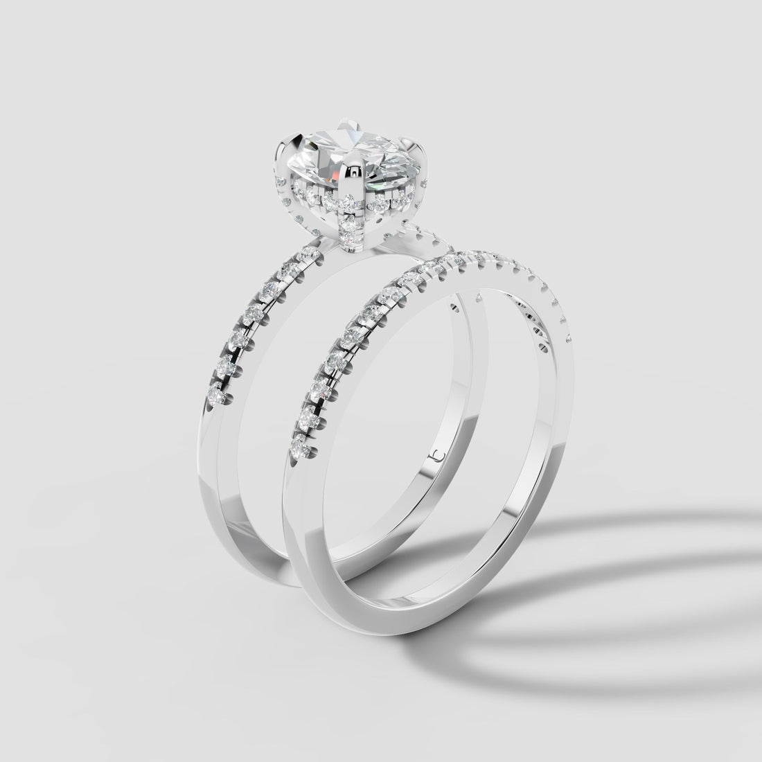 Celine Oval Bridal Set in White Gold