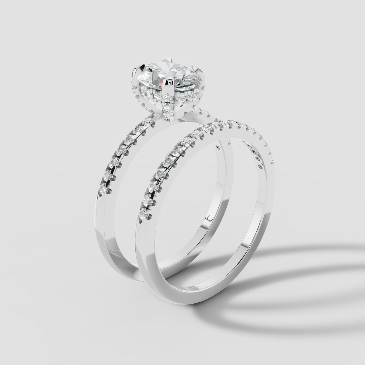 Celine Oval Bridal Set in White Gold