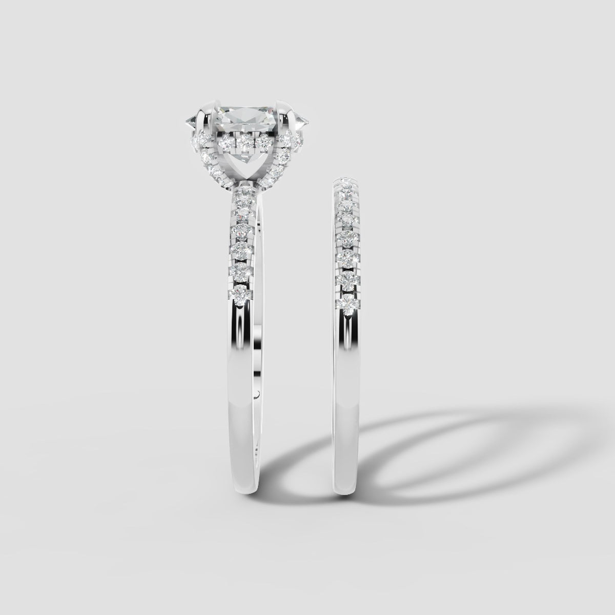 Celine Oval Bridal Set in White Gold
