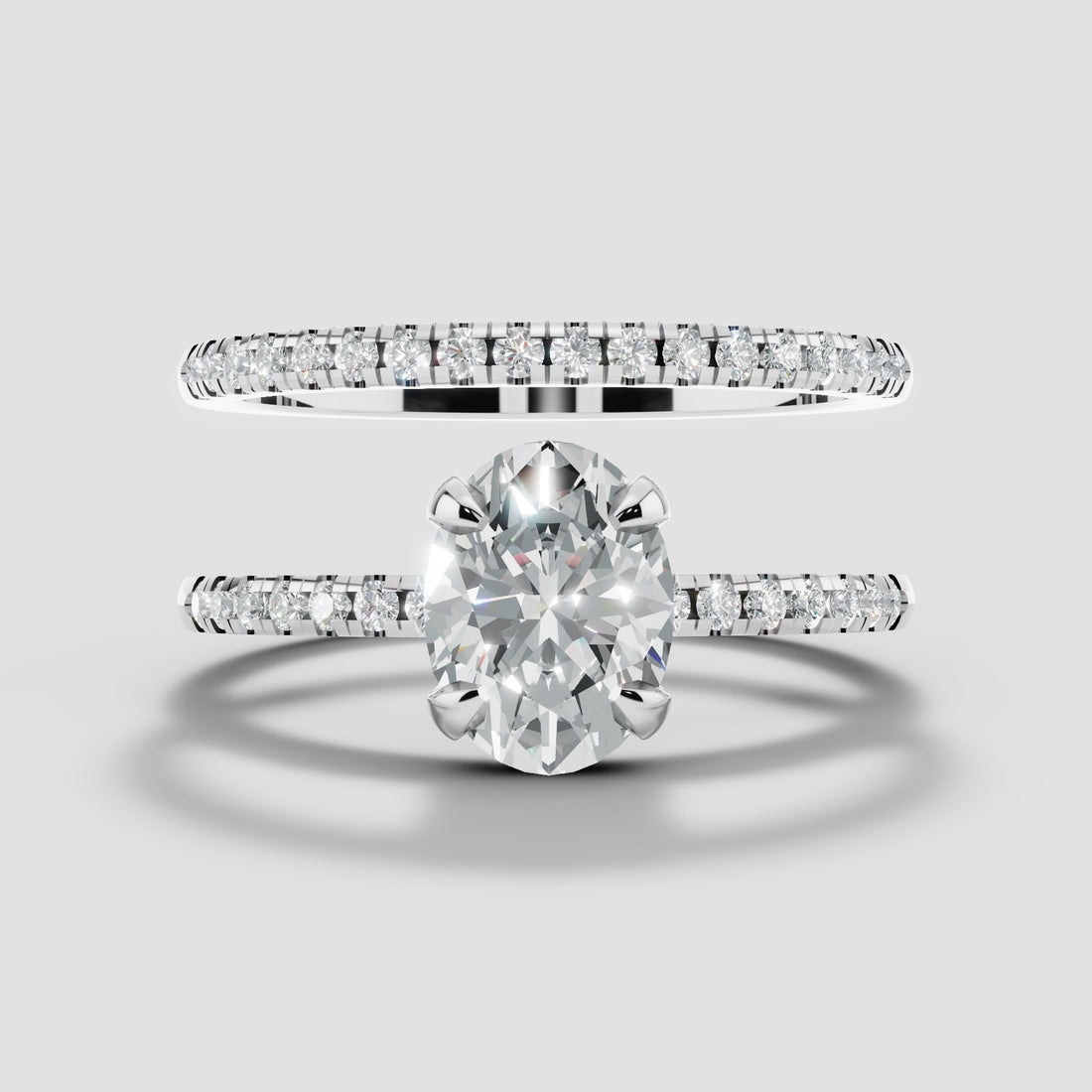 Celine Oval Bridal Set in White Gold