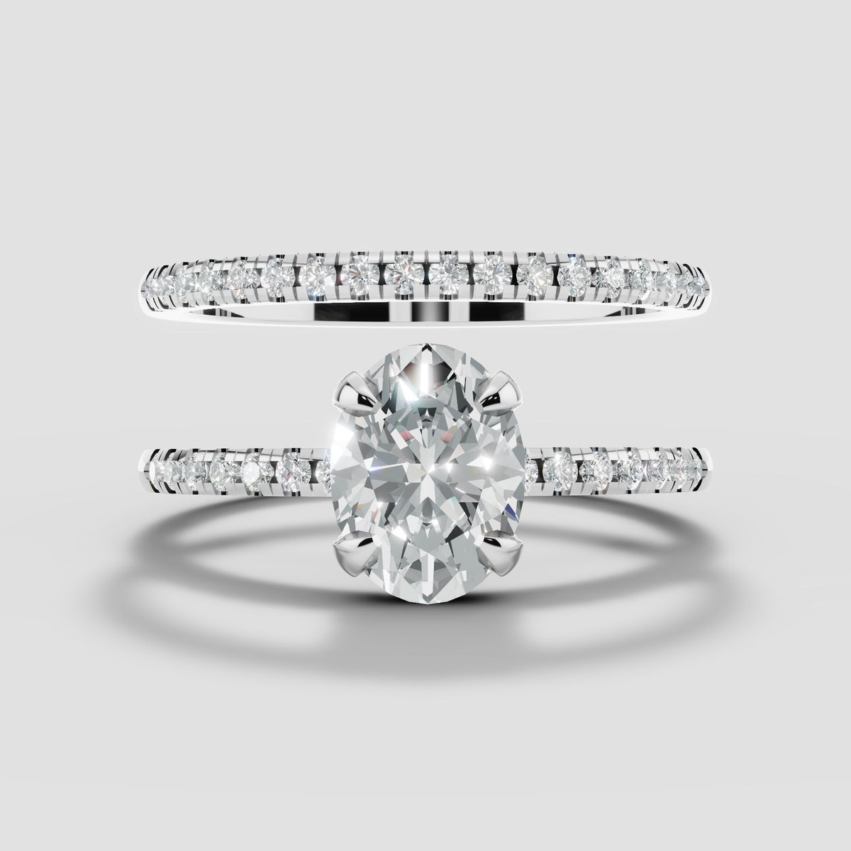 Celine Oval Bridal Set in White Gold