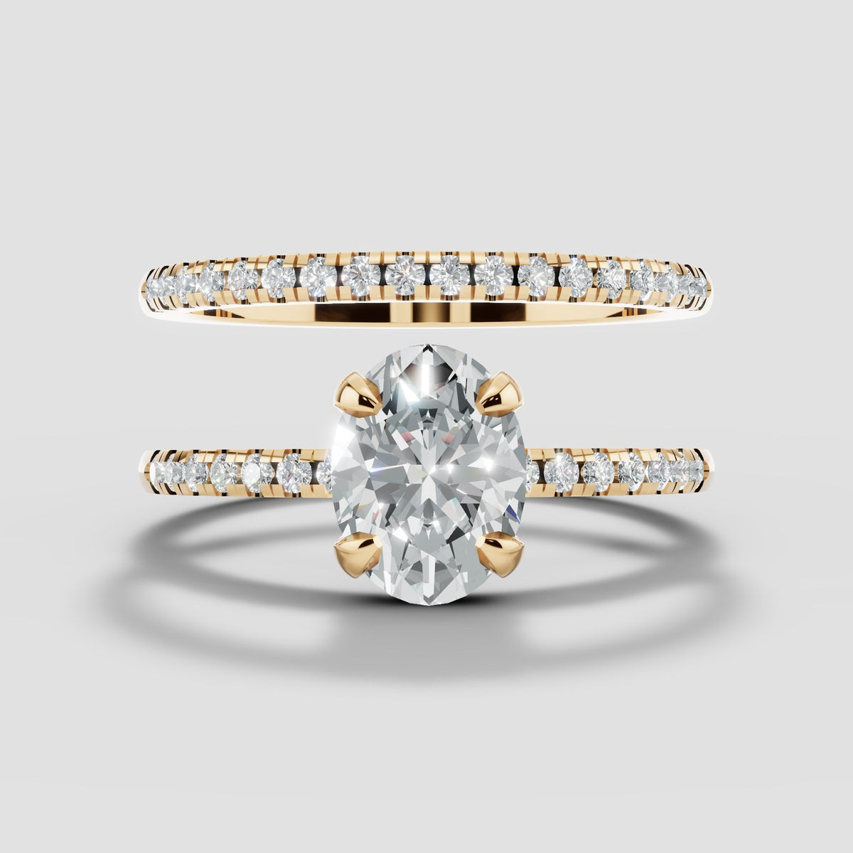 Celine Oval Bridal Set in Yellow Gold