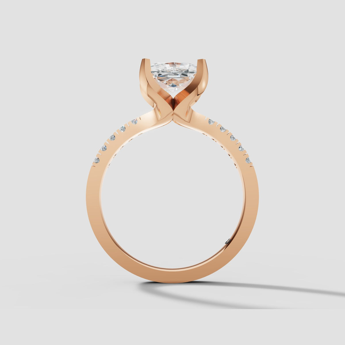 Clara Cushion Pave Solitaire in Rose Gold