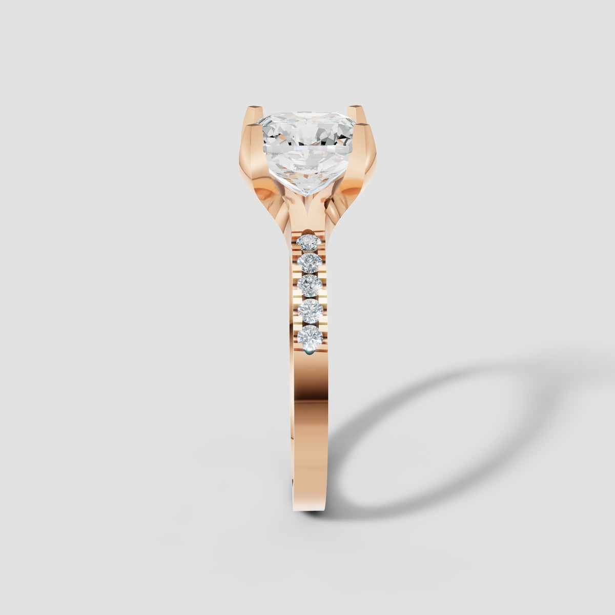 Clara Cushion Pave Solitaire in Rose Gold