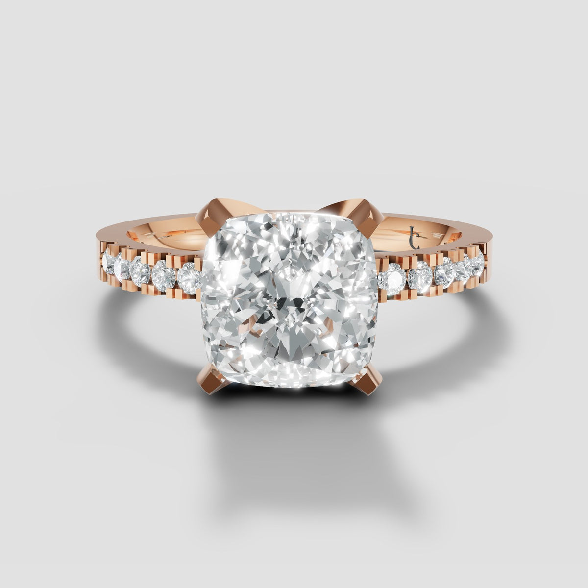 Clara Cushion Pave Solitaire in Rose Gold