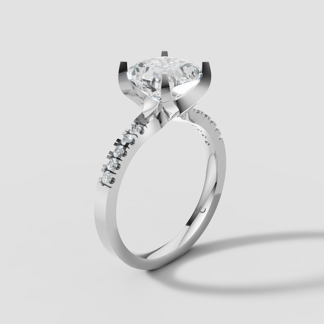 Clara Cushion Pave Solitaire in White Gold