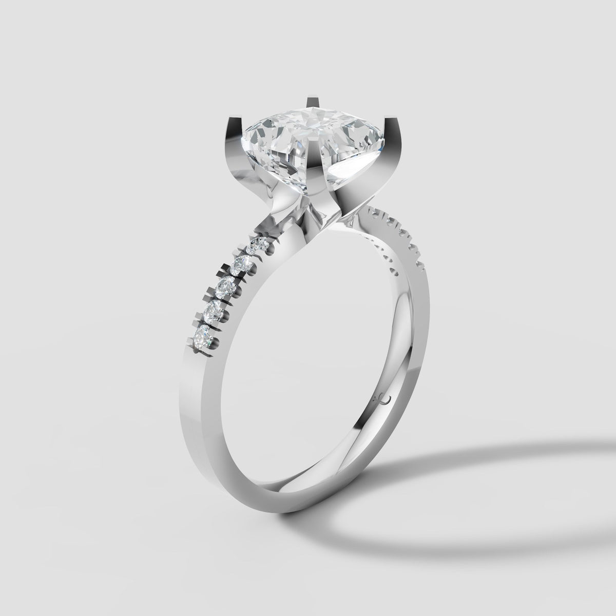 Clara Cushion Pave Solitaire in White Gold