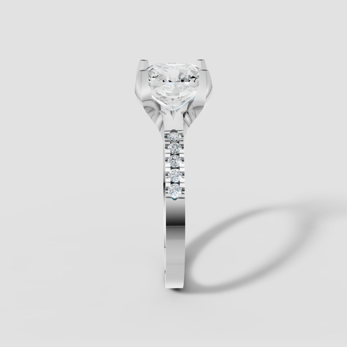 Clara Cushion Pave Solitaire in White Gold