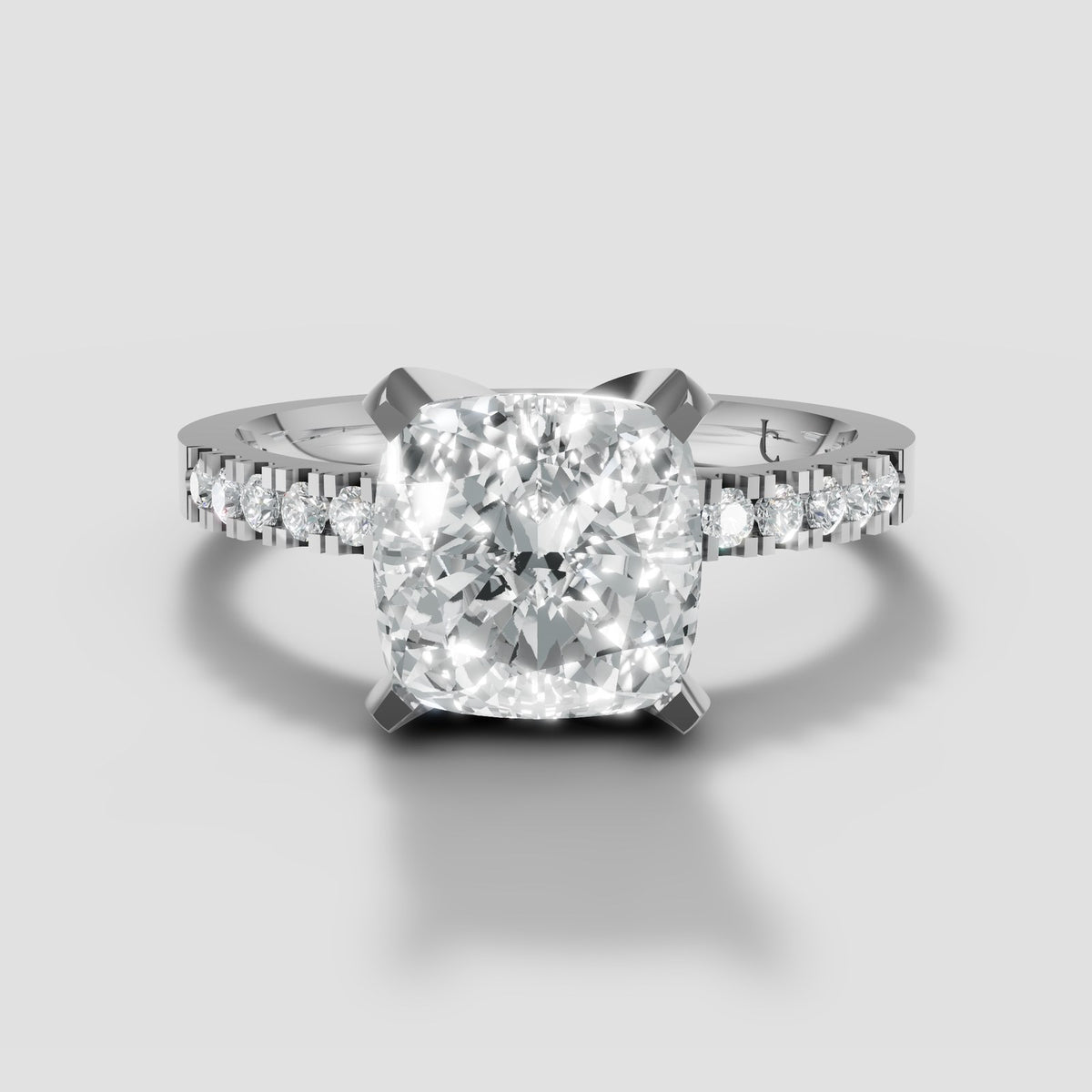 Clara Cushion Pave Solitaire in White Gold