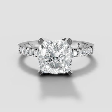 Clara Cushion Pave Solitaire in White Gold