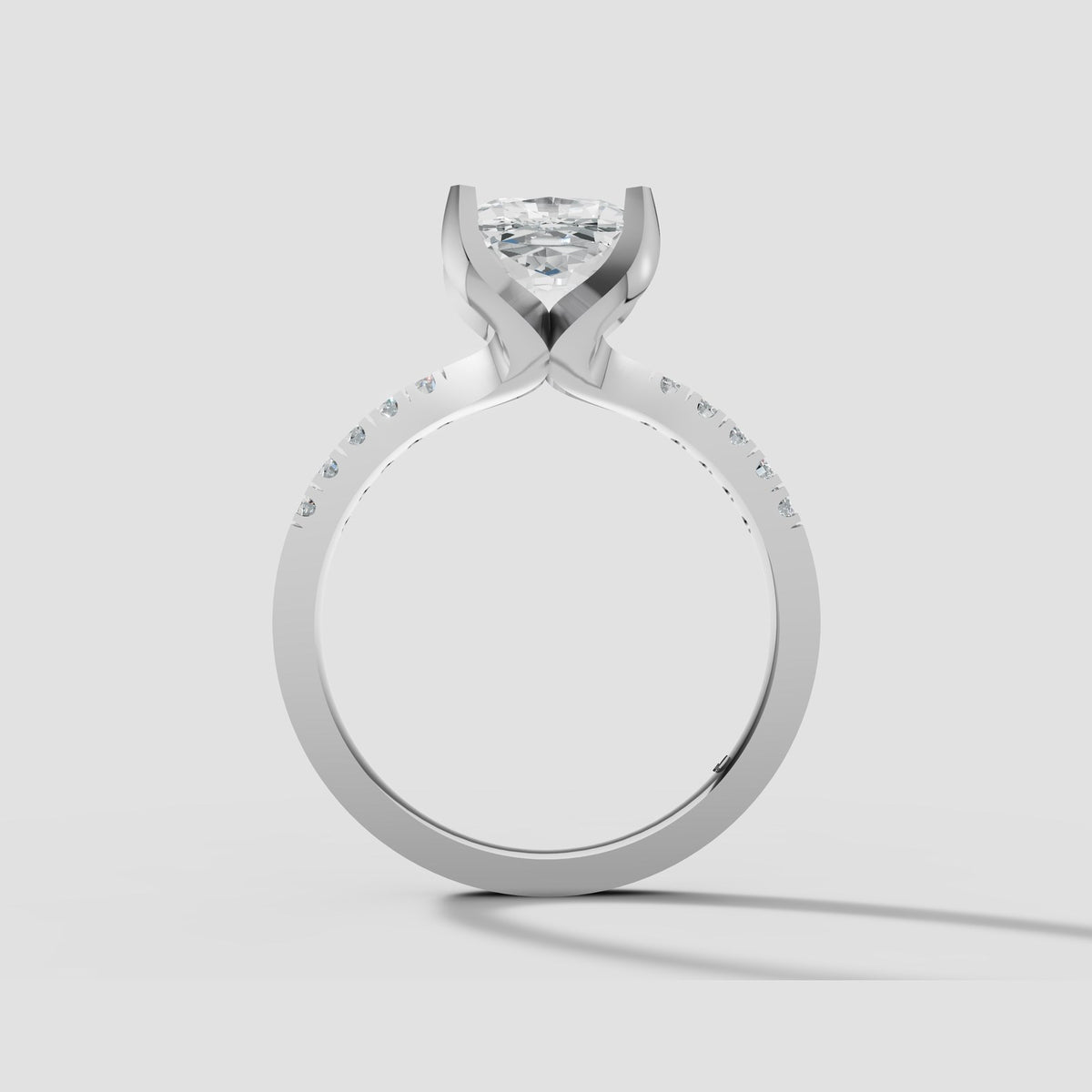 Clara Cushion Pave Solitaire in White Gold