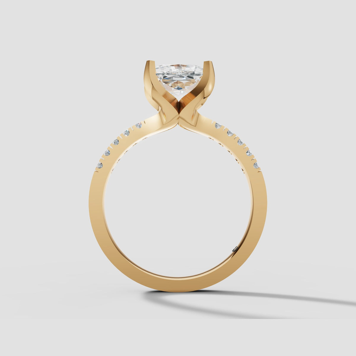 Clara Cushion Pave Solitaire in Yellow Gold