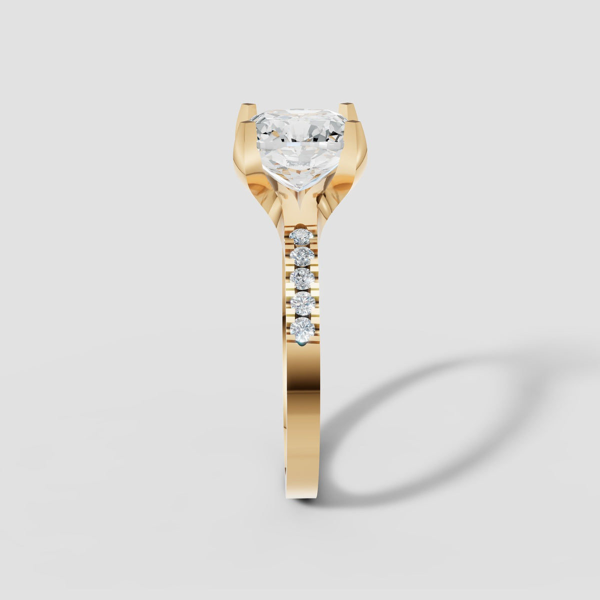 Clara Cushion Pave Solitaire in Yellow Gold