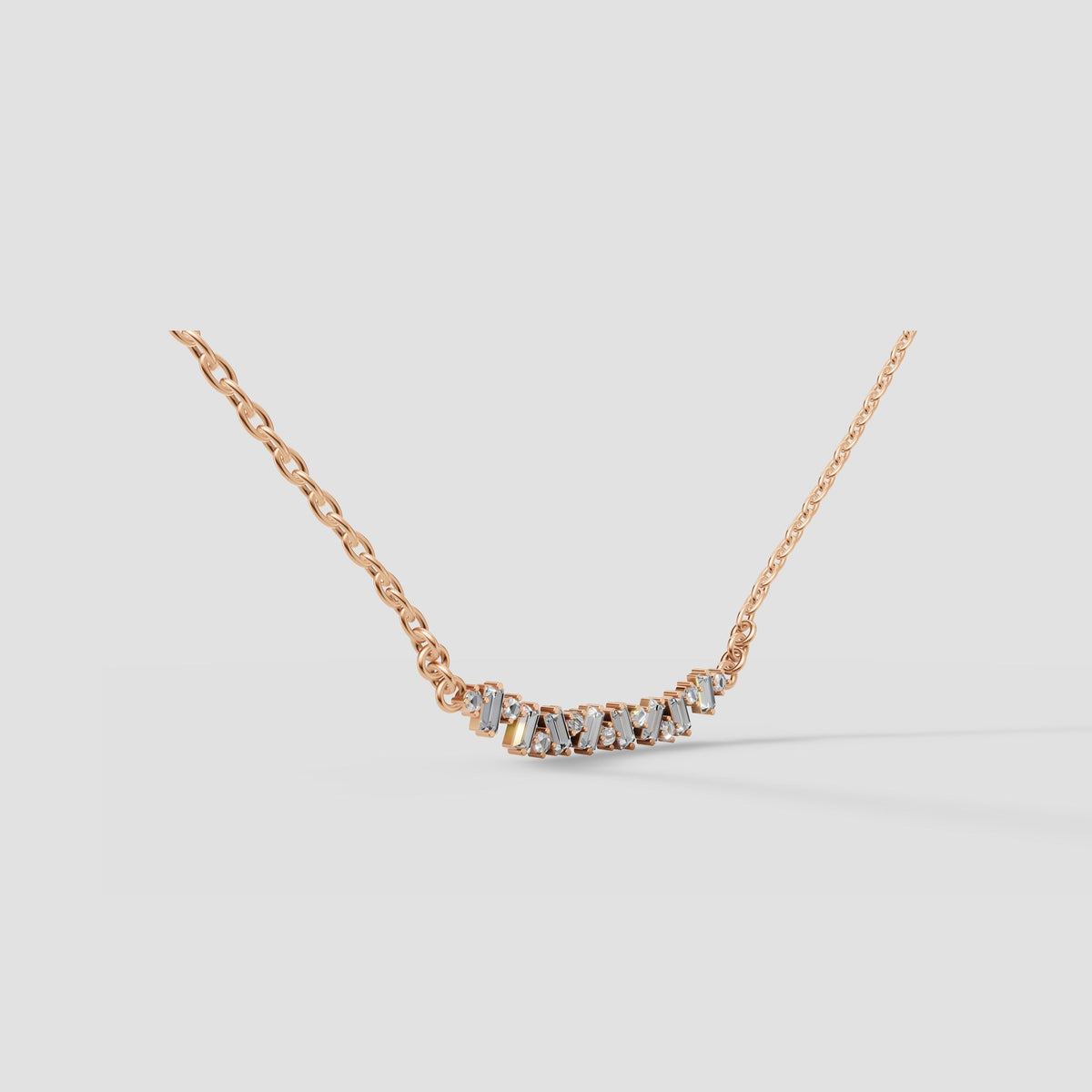 Cluster Bar Necklace in Rose Gold