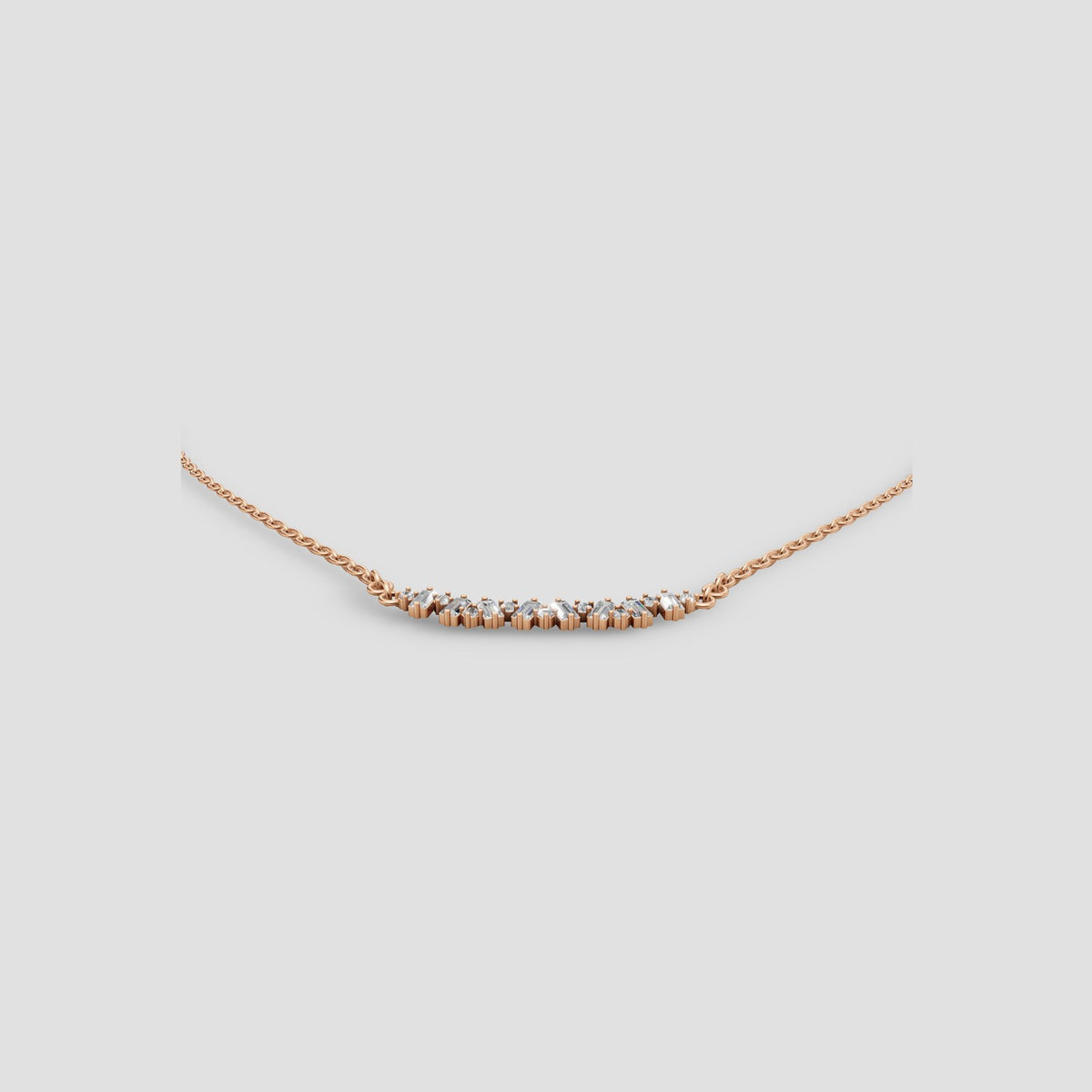 Cluster Bar Necklace in Rose Gold