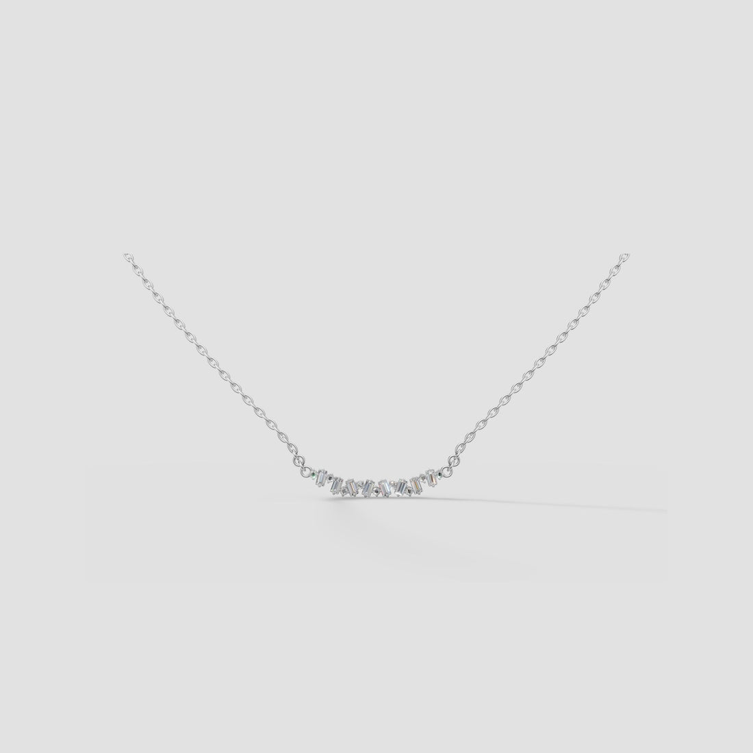 Cluster Bar Necklace in White Gold