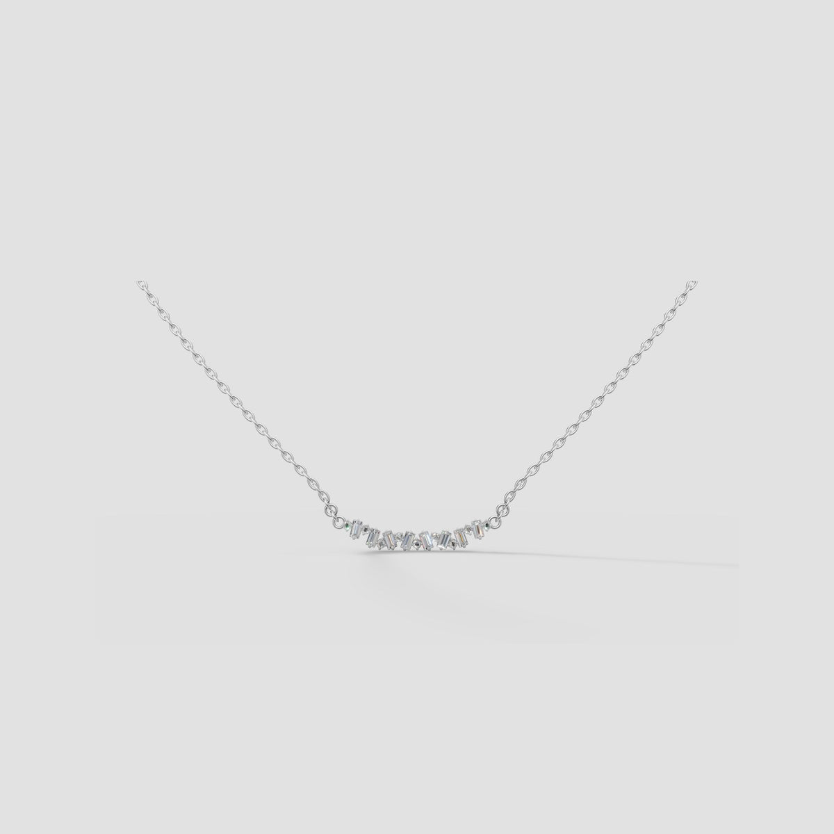 Cluster Bar Necklace in White Gold