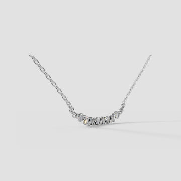 Cluster Bar Necklace in White Gold