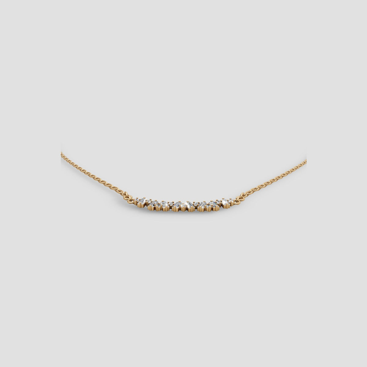 Cluster Bar Necklace in Yellow Gold