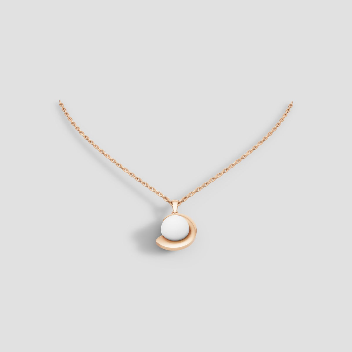 Crescent Pearl Pendant in Rose Gold