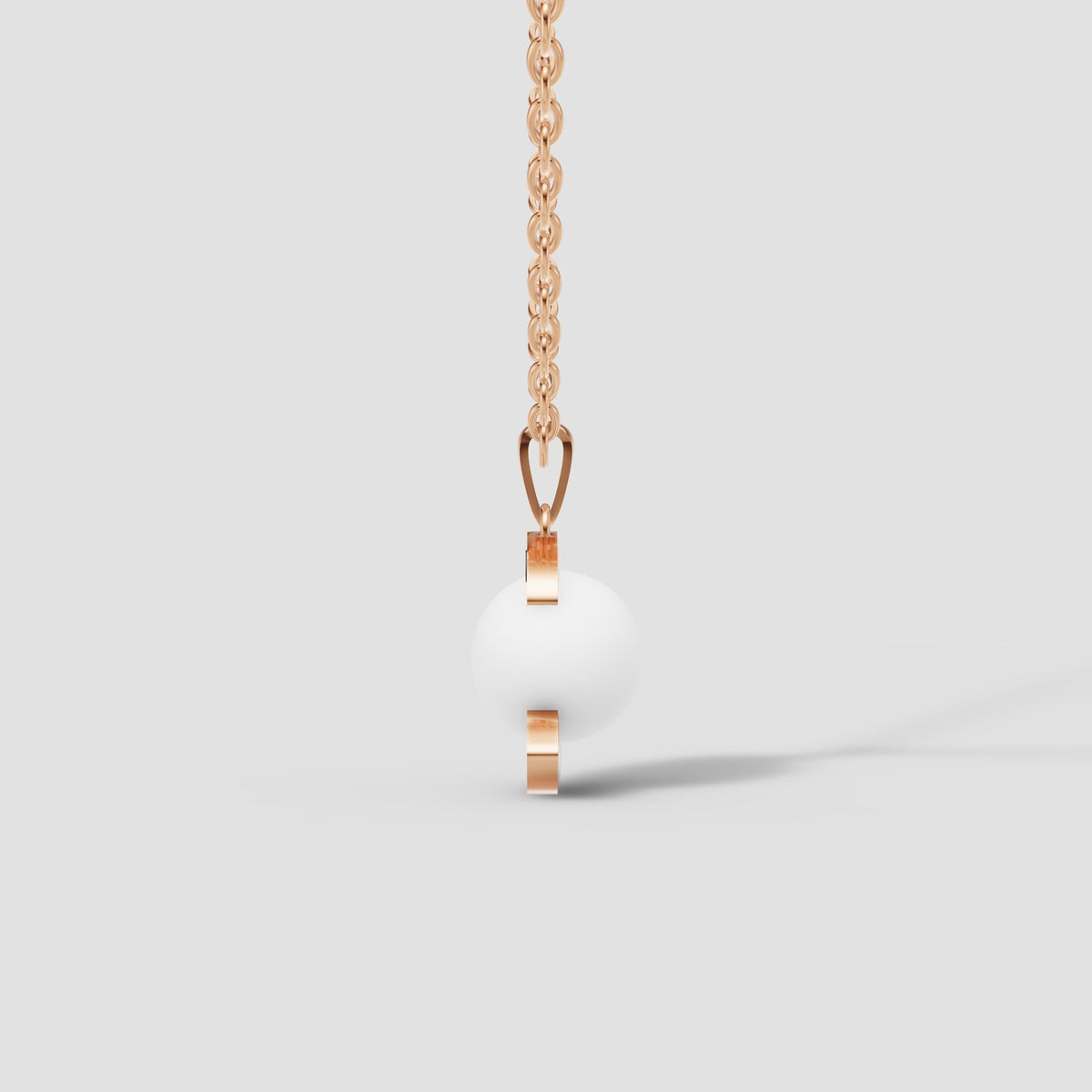 Crescent Pearl Pendant in Rose Gold