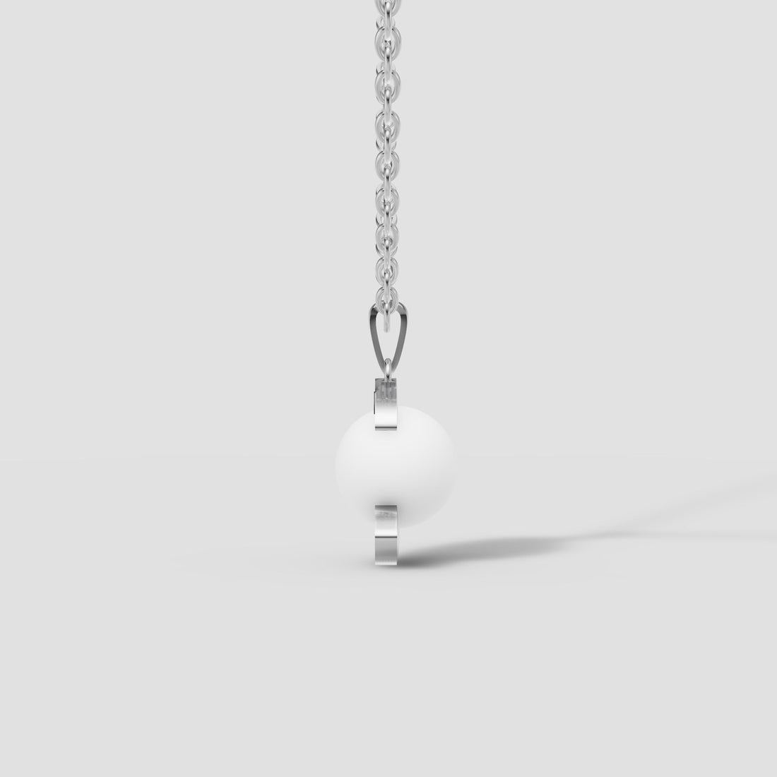 Crescent Pearl Pendant in White Gold
