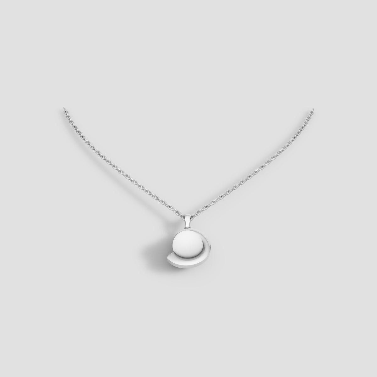 Crescent Pearl Pendant in White Gold