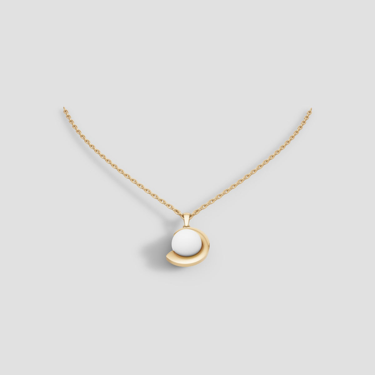 Crescent Pearl Pendant in Yellow Gold