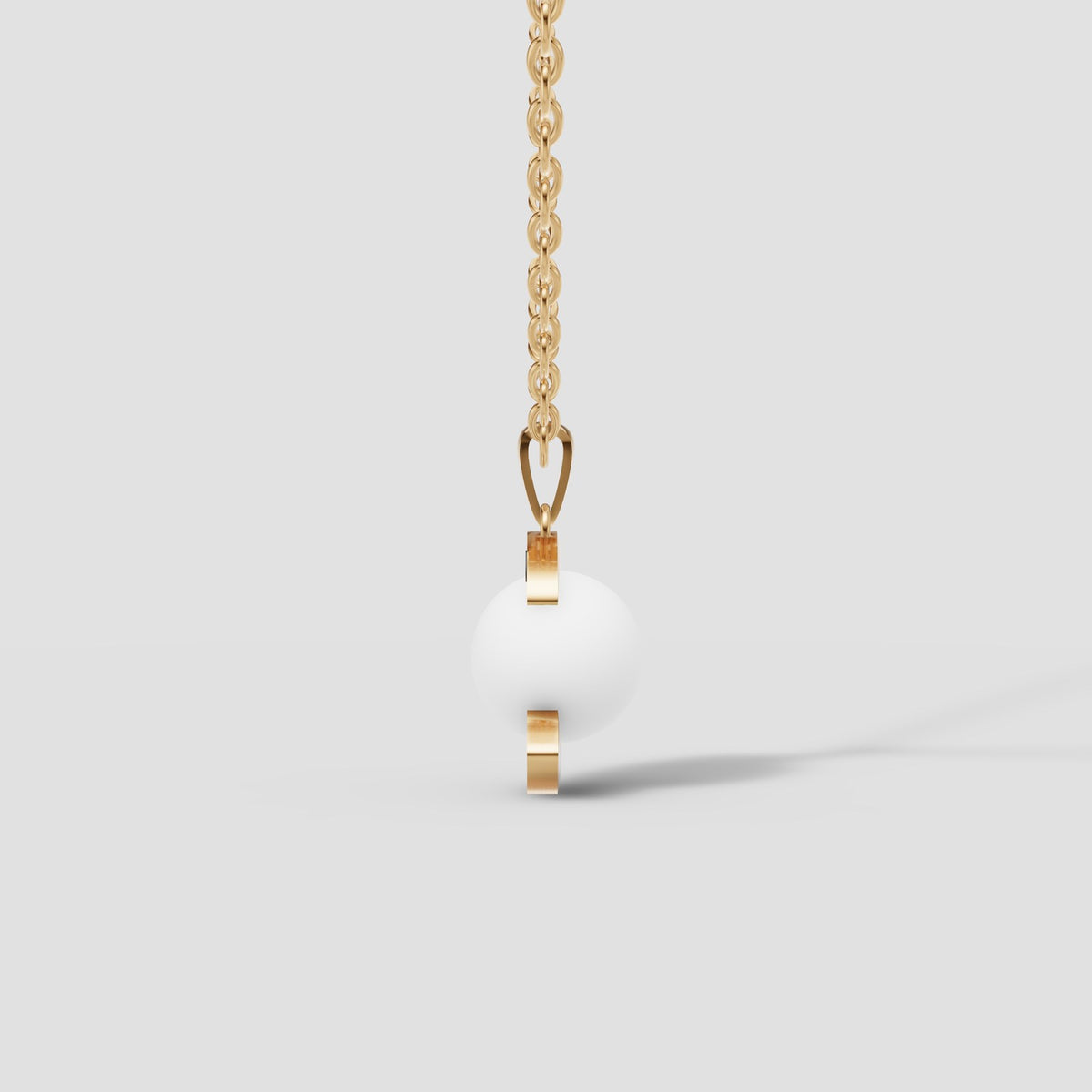 Crescent Pearl Pendant in Yellow Gold