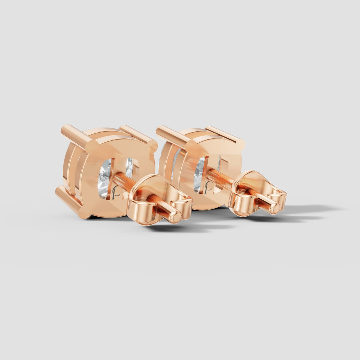 Cushion Four Prong Studs in Rose Gold