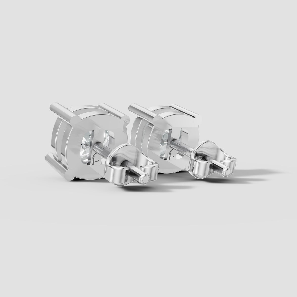 Cushion Four Prong Studs in White Gold