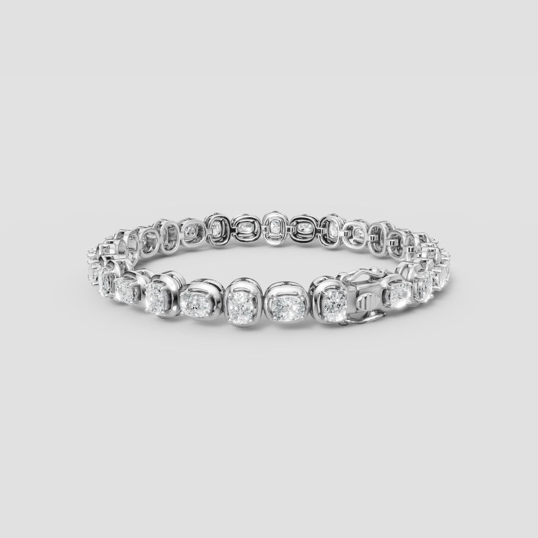Cushion Tennis Bracelet in White Gold