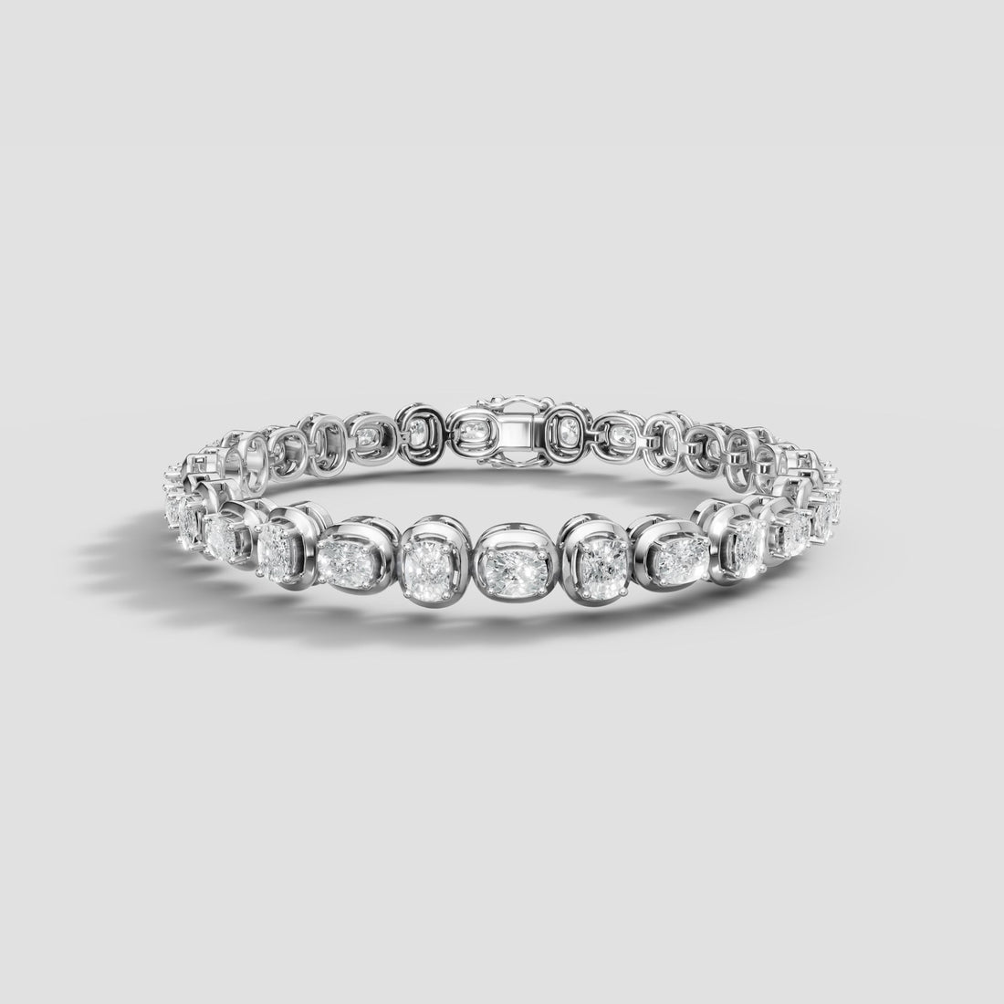 Cushion Tennis Bracelet in White Gold