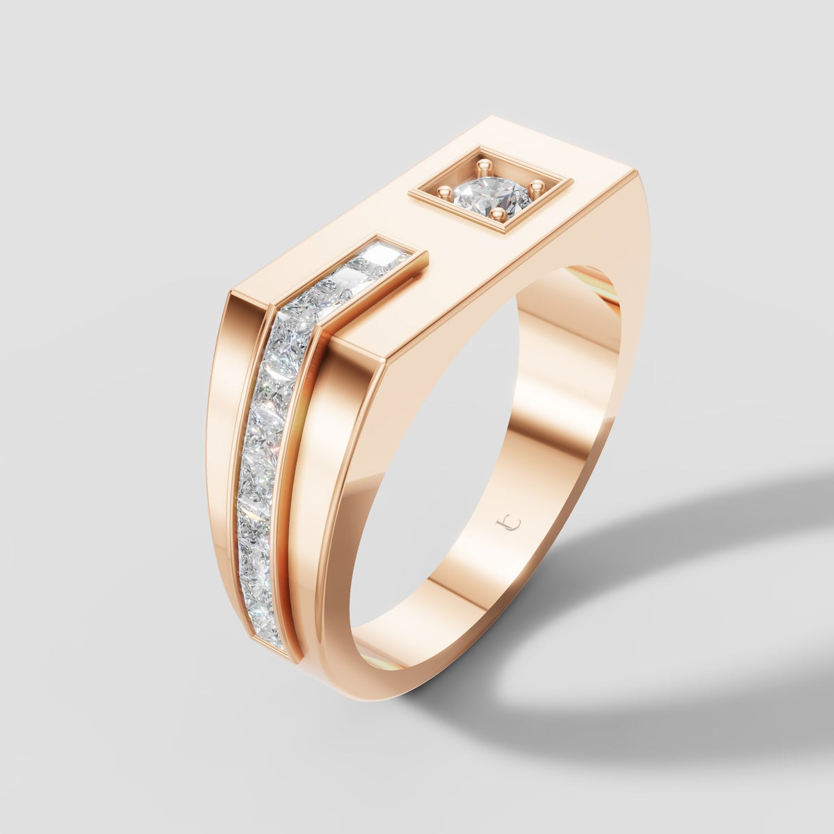 Cyrus Offset Signet in Rose Gold
