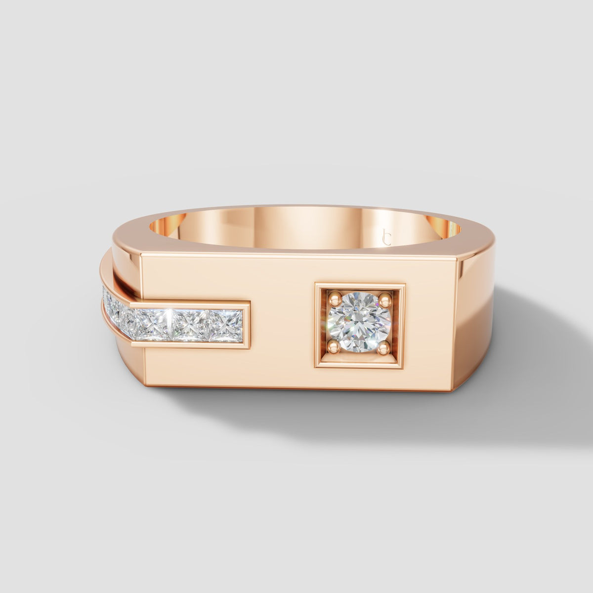 Cyrus Offset Signet in Rose Gold
